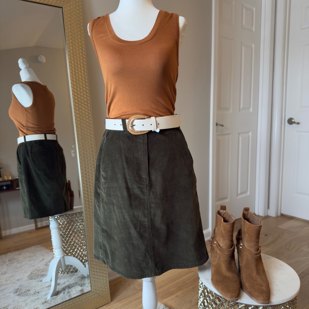 Covington Olive Green Corduroy A-Line‎ Skirt Size 6
